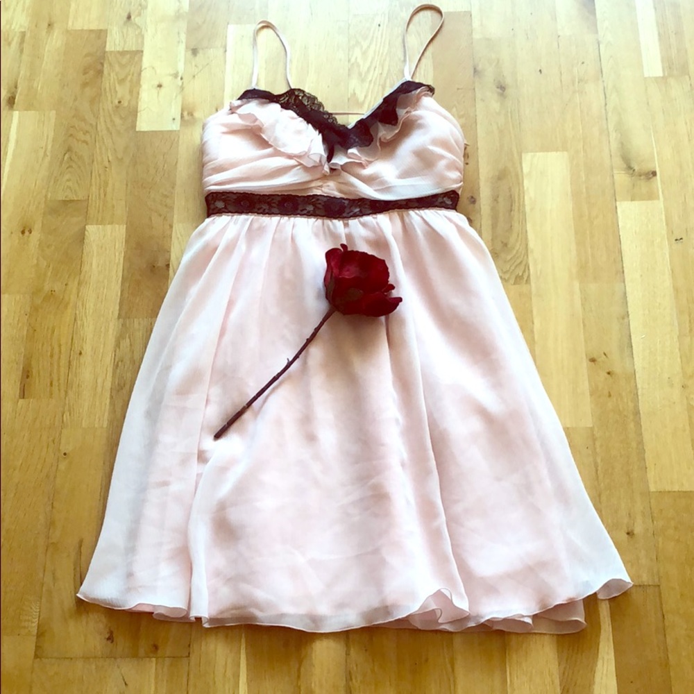 Candies Pink Black Lace Mini Dress